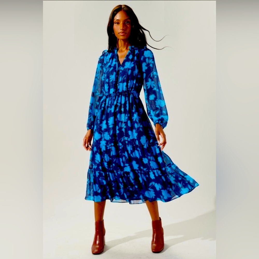 Sugarlips Sweetwater Floral Tiered Midi Dress - EUC